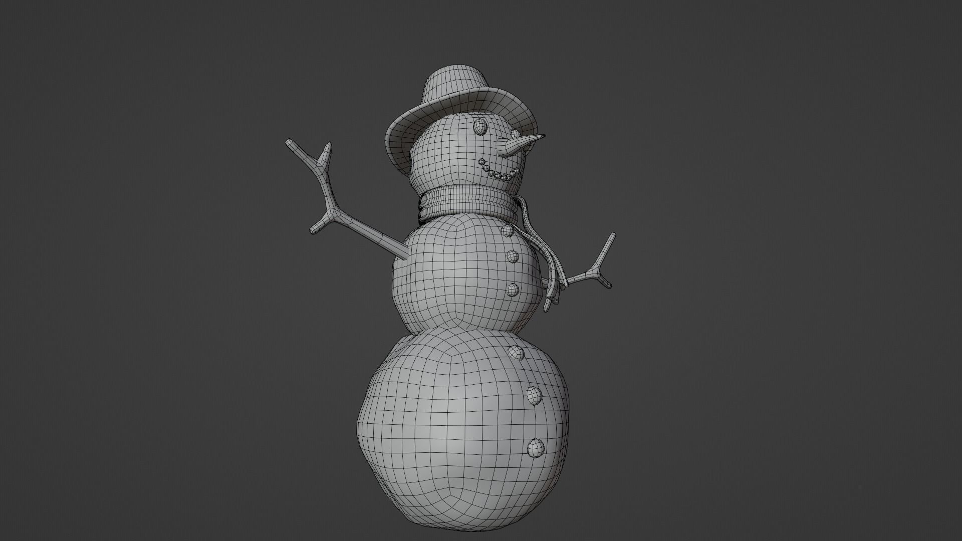 Snow Man Low-poly 3D model_10