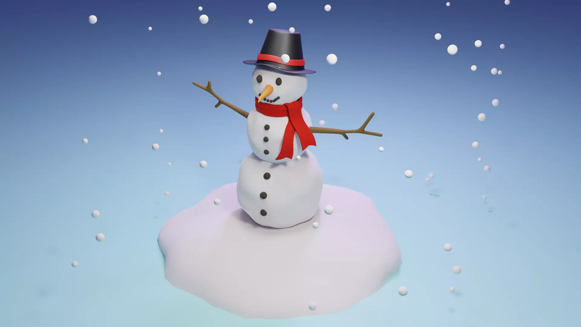 Snow Man Low-poly 3D model_0