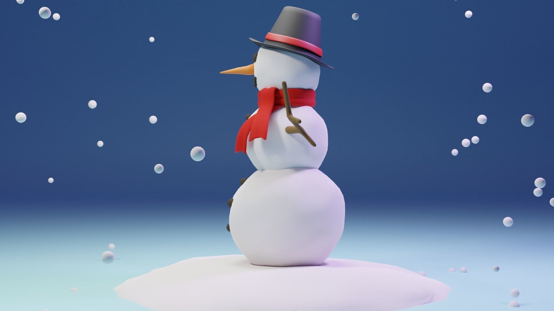 Snow Man Low-poly 3D model_4