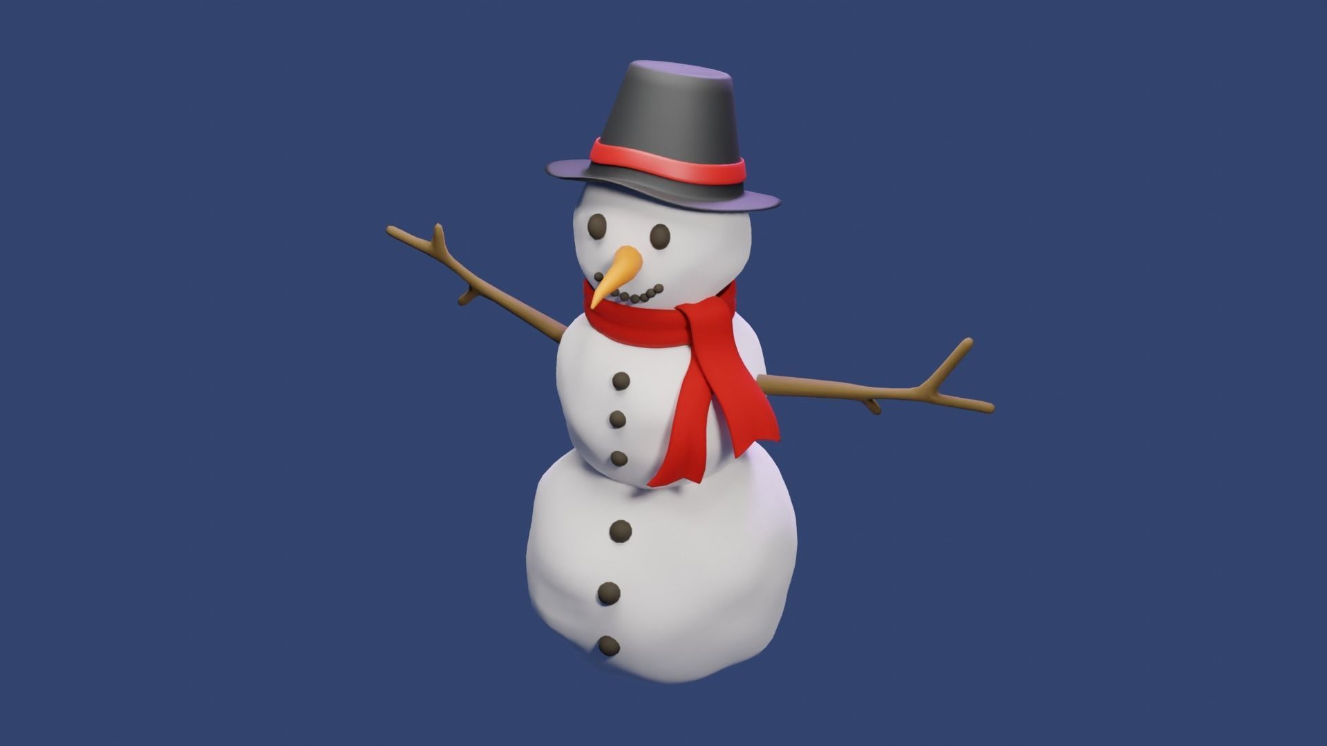 Snow Man Low-poly 3D model_8