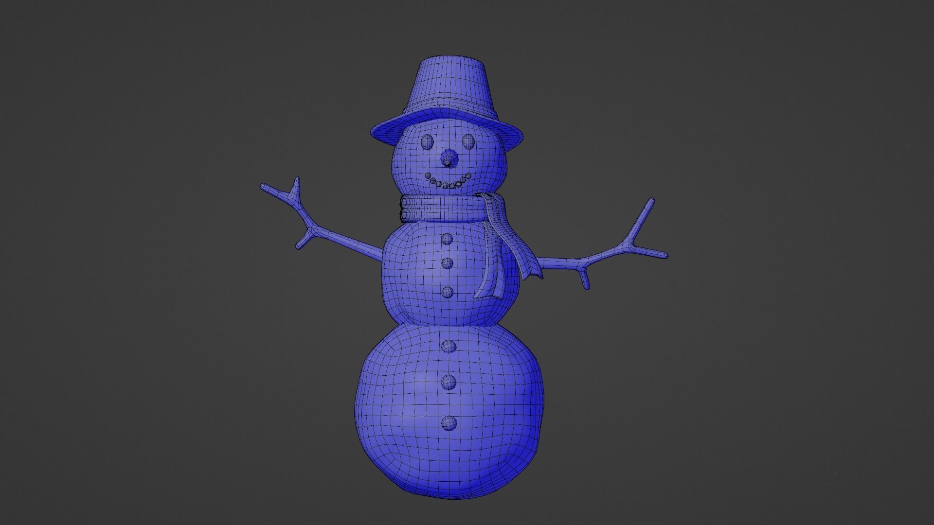 Snow Man Low-poly 3D model_11
