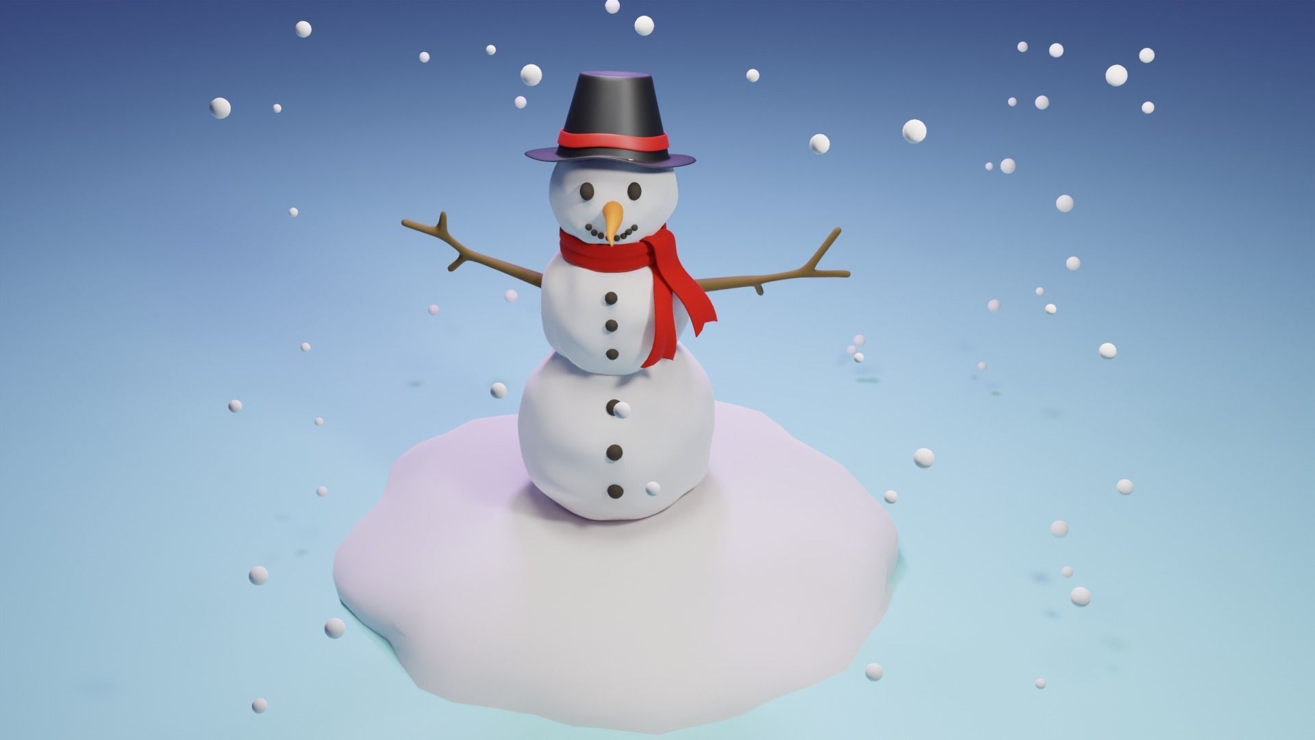 Snow Man Low-poly 3D model_1