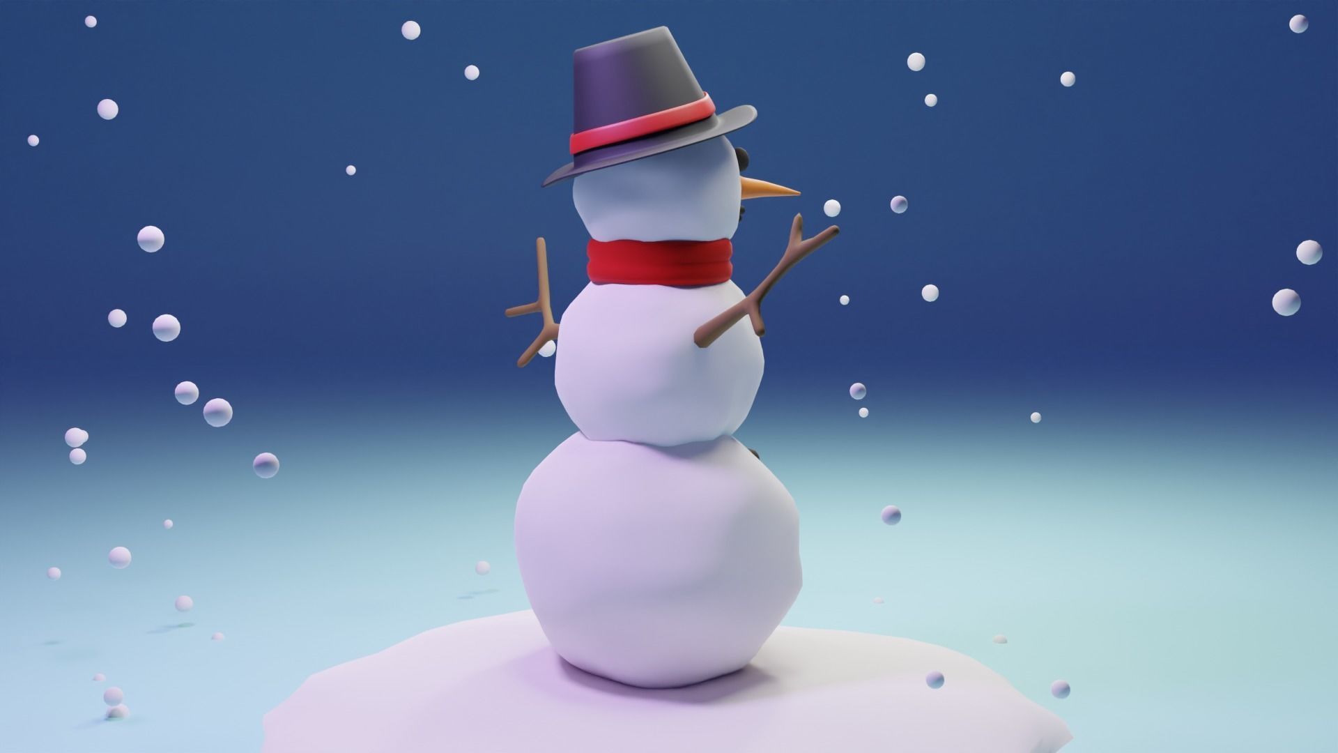 Snow Man Low-poly 3D model_5