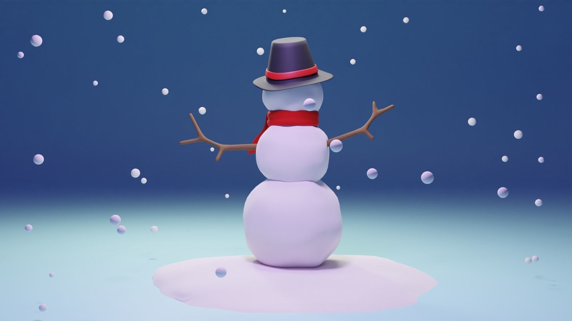 Snow Man Low-poly 3D model_6
