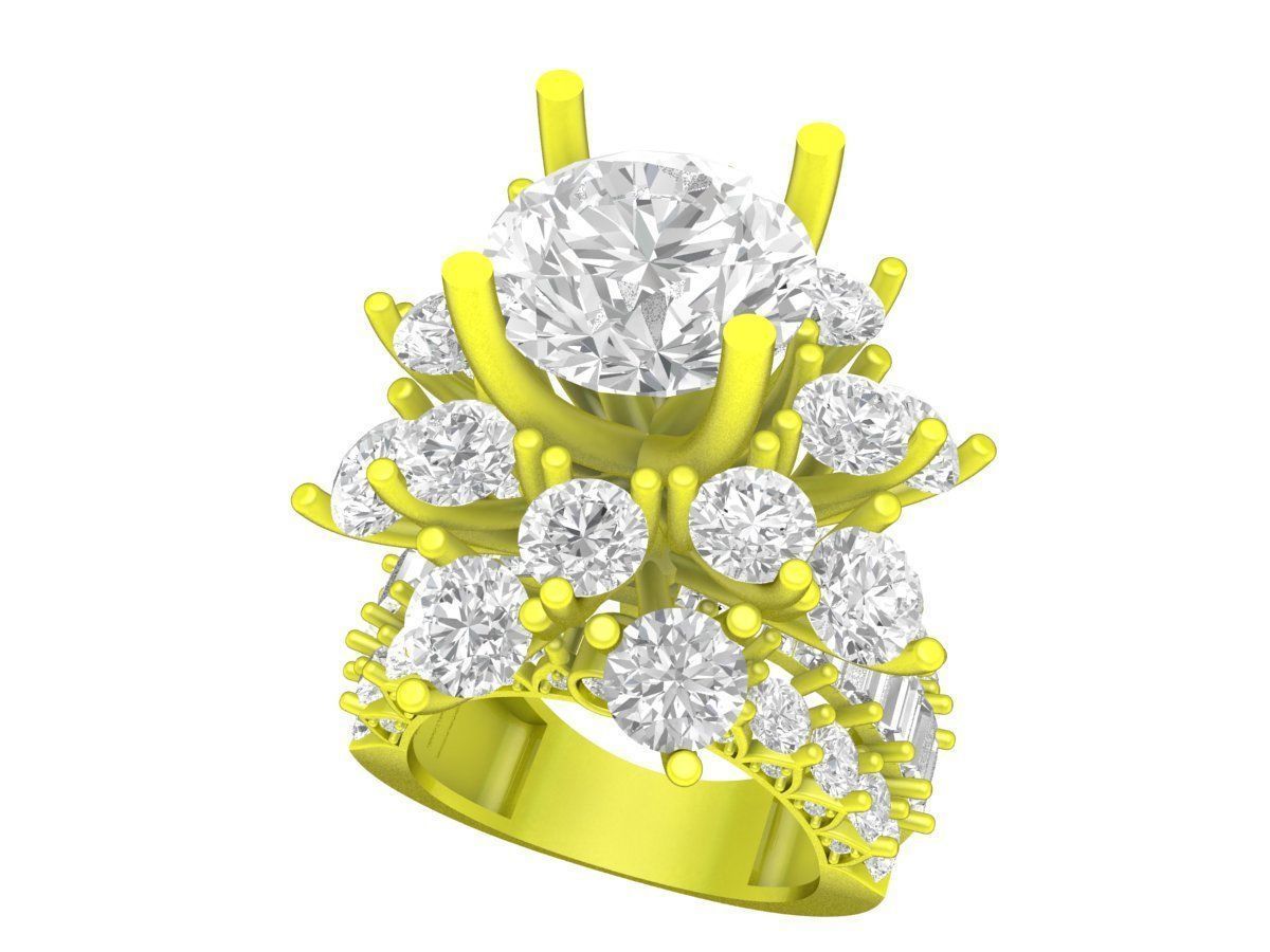 A7501 HongKong Style Diamond Women Engagement Ring 3D Model 3D print model_1