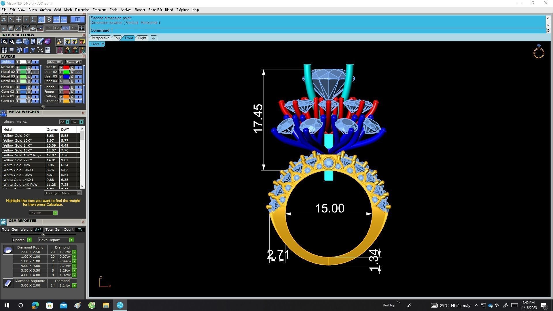 A7501 HongKong Style Diamond Women Engagement Ring 3D Model 3D print model_6