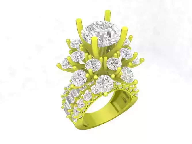A7501 HongKong Style Diamond Women Engagement Ring 3D Model