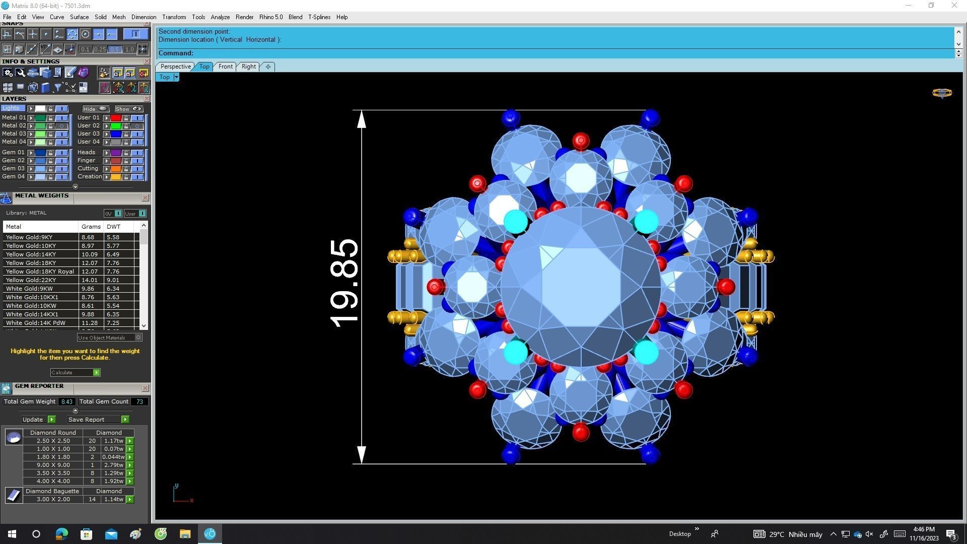 A7501 HongKong Style Diamond Women Engagement Ring 3D Model 3D print model_5