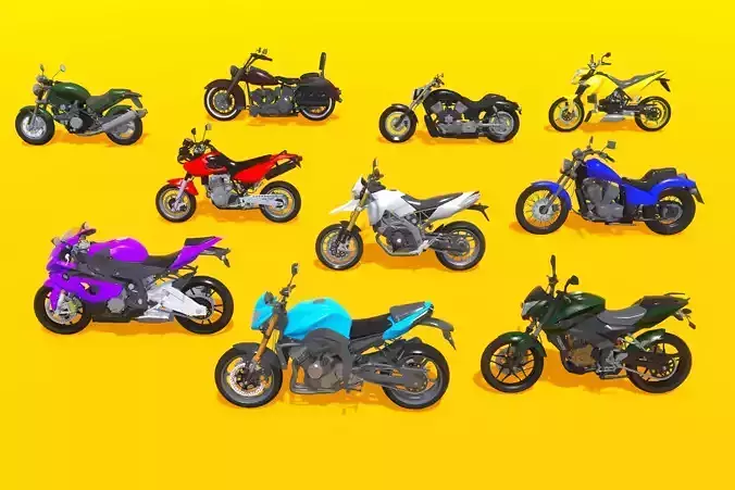 Bikes Pack - Low Poly Low-poly 3D model