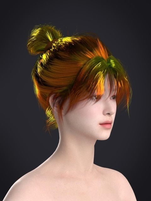 Short hair 047-FV2 for FV2 3D model from Clo3D Software Low-poly 3D model_8