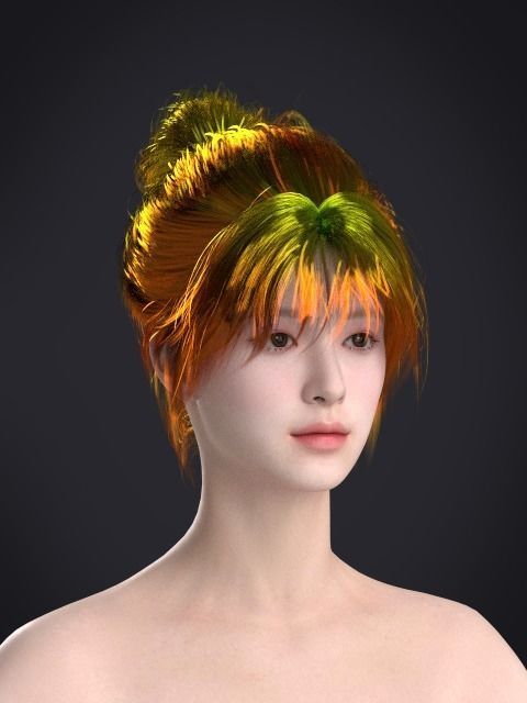 Short hair 047-FV2 for FV2 3D model from Clo3D Software Low-poly 3D model_1