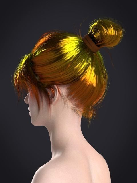 Short hair 047-FV2 for FV2 3D model from Clo3D Software Low-poly 3D model_3