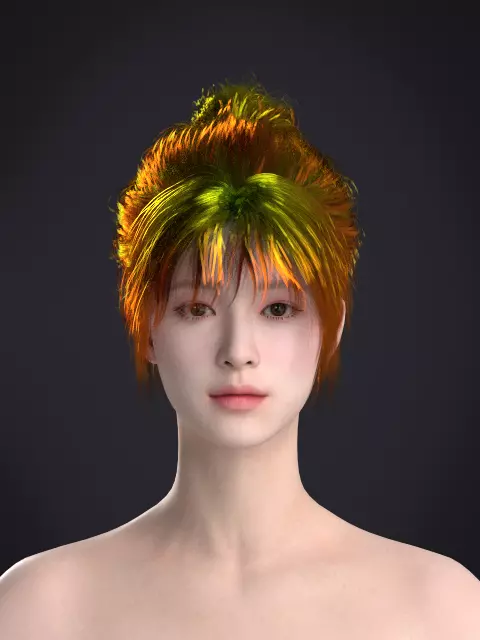 Short hair 047-FV2 for FV2 3D model from Clo3D Software Low-poly 3D model_0