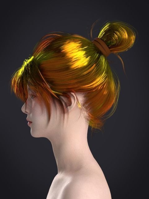 Short hair 047-FV2 for FV2 3D model from Clo3D Software Low-poly 3D model_4