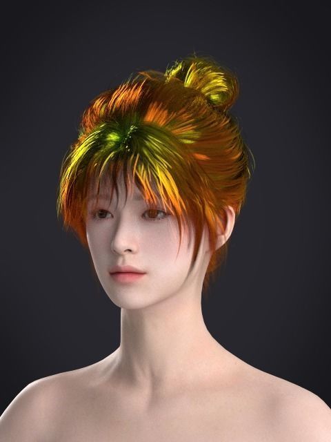 Short hair 047-FV2 for FV2 3D model from Clo3D Software Low-poly 3D model_7