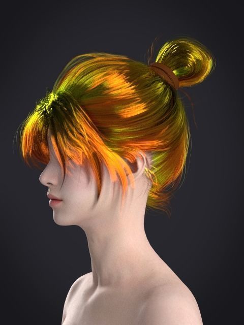 Short hair 047-FV2 for FV2 3D model from Clo3D Software Low-poly 3D model_5