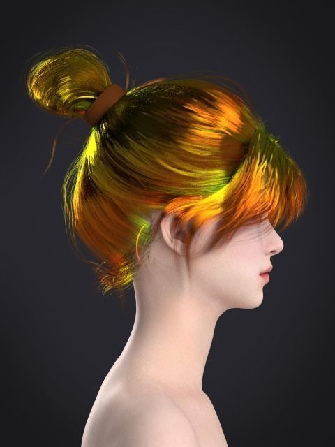 Short hair 047-FV2 for FV2 3D model from Clo3D Software Low-poly 3D model_10