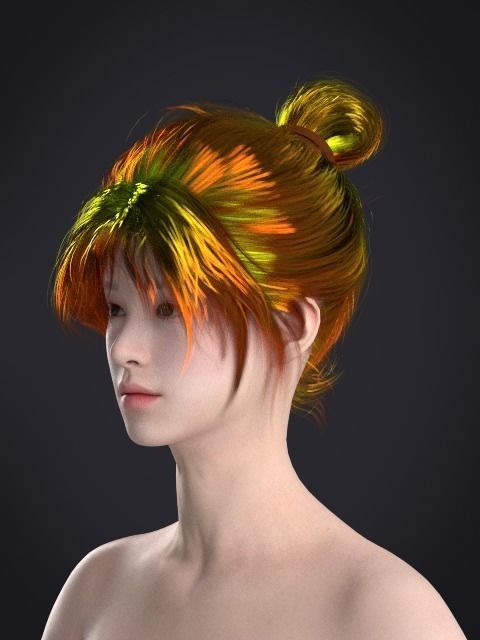 Short hair 047-FV2 for FV2 3D model from Clo3D Software Low-poly 3D model_6