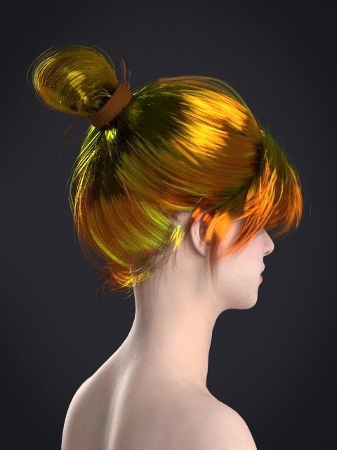 Short hair 047-FV2 for FV2 3D model from Clo3D Software Low-poly 3D model_11