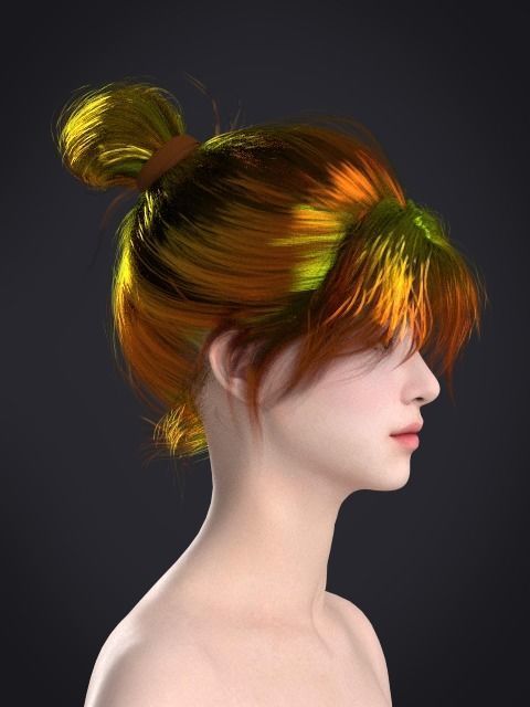 Short hair 047-FV2 for FV2 3D model from Clo3D Software Low-poly 3D model_9