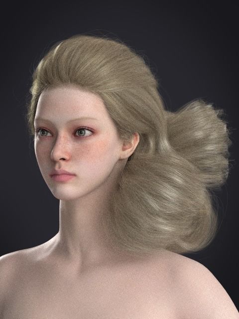 Long hair 049-FV2 for FV2 3D model from Clo3D Software Low-poly 3D model_7