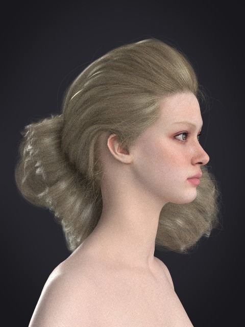 Long hair 049-FV2 for FV2 3D model from Clo3D Software Low-poly 3D model_9