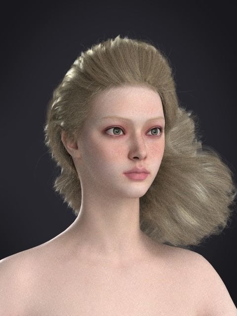 Long hair 049-FV2 for FV2 3D model from Clo3D Software Low-poly 3D model_1