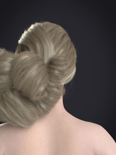 Long hair 049-FV2 for FV2 3D model from Clo3D Software Low-poly 3D model_14