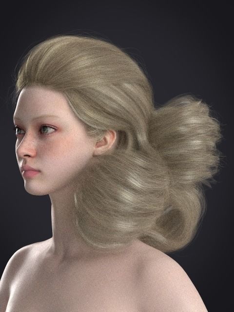 Long hair 049-FV2 for FV2 3D model from Clo3D Software Low-poly 3D model_6