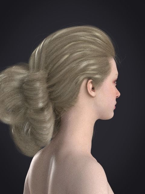 Long hair 049-FV2 for FV2 3D model from Clo3D Software Low-poly 3D model_11