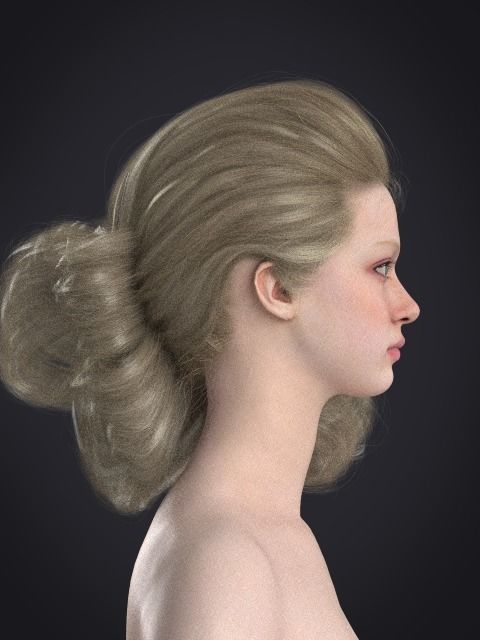 Long hair 049-FV2 for FV2 3D model from Clo3D Software Low-poly 3D model_10