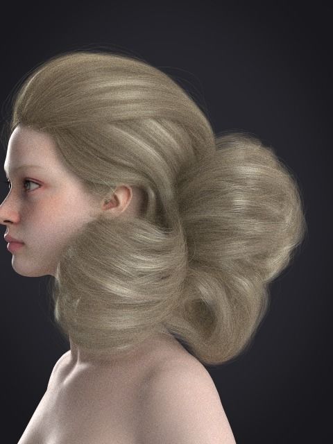 Long hair 049-FV2 for FV2 3D model from Clo3D Software Low-poly 3D model_5