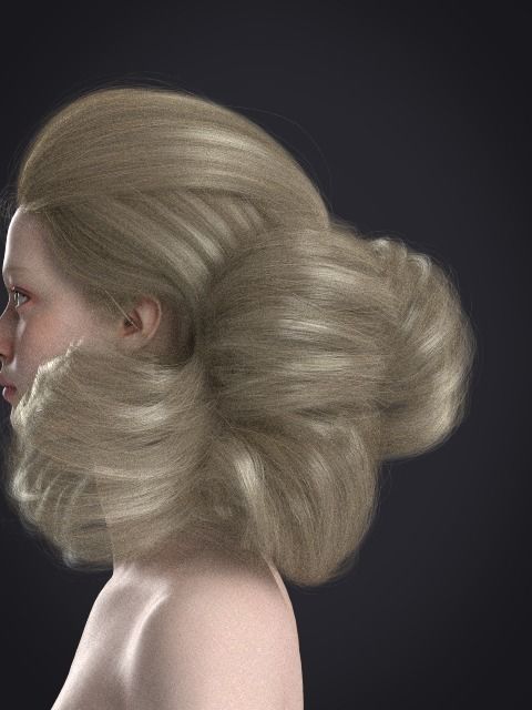 Long hair 049-FV2 for FV2 3D model from Clo3D Software Low-poly 3D model_4