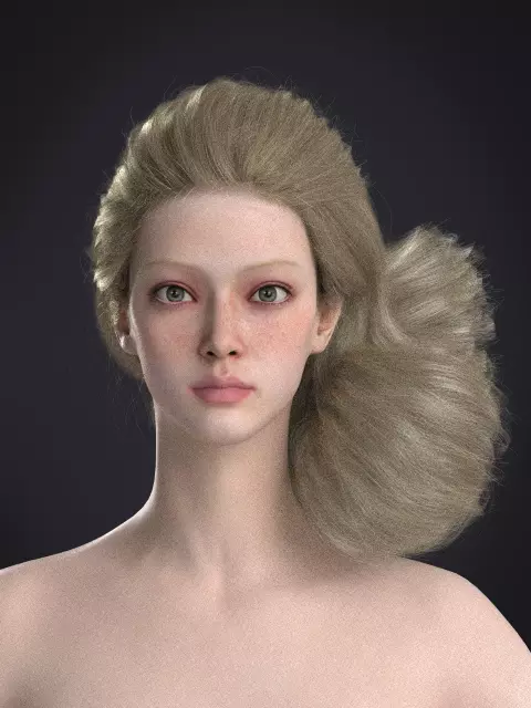 Long hair 049-FV2 for FV2 3D model from Clo3D Software Low-poly 3D model_0