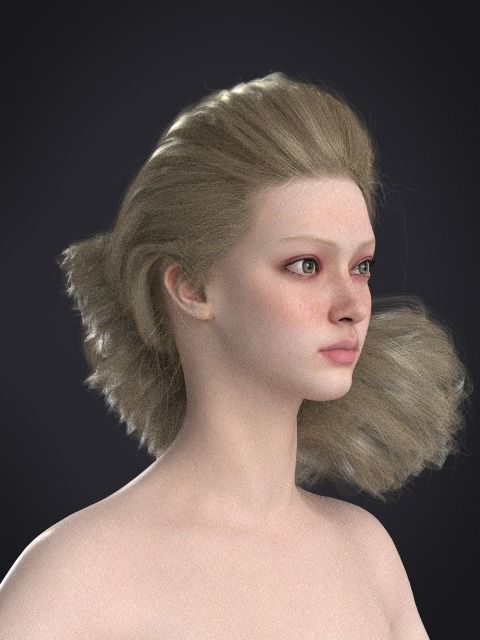 Long hair 049-FV2 for FV2 3D model from Clo3D Software Low-poly 3D model_8