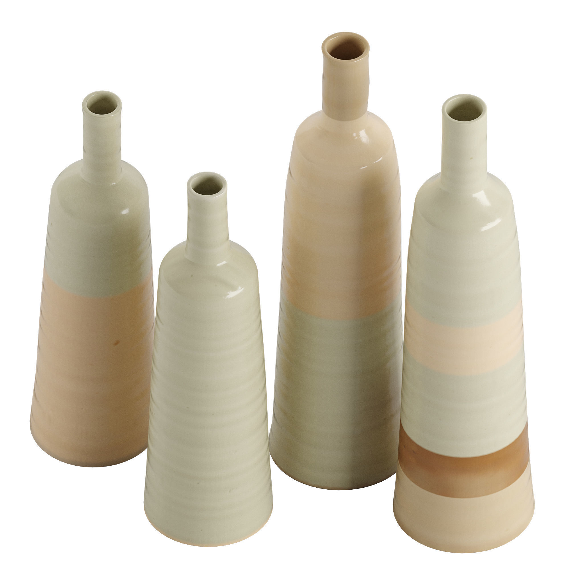 Handmade Ceramic Tall Vase Set 3D model_1