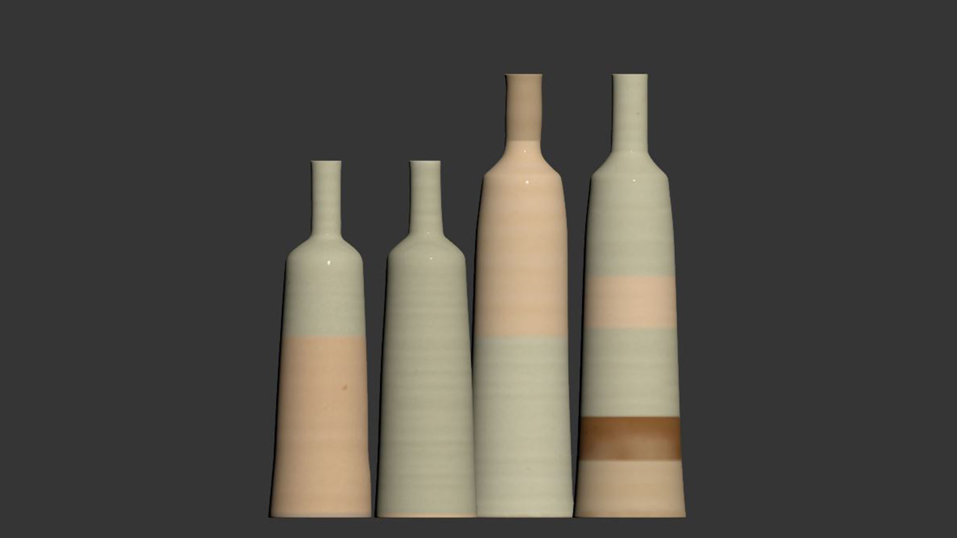Handmade Ceramic Tall Vase Set 3D model_3
