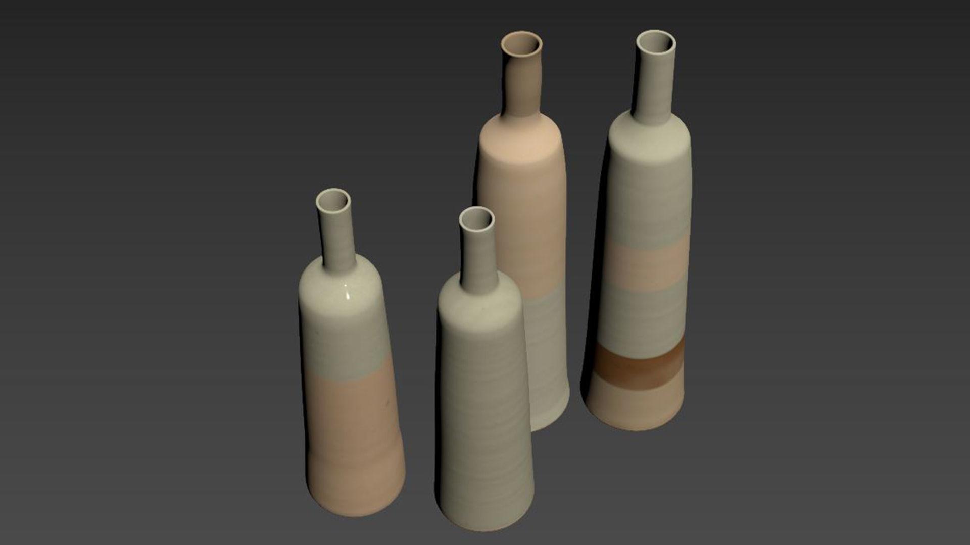 Handmade Ceramic Tall Vase Set 3D model_4