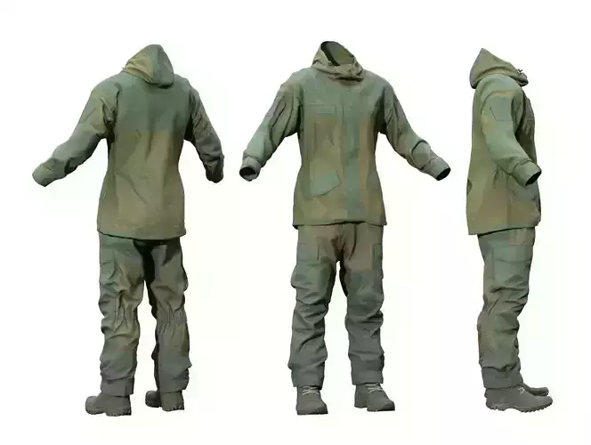 Male Hunting Outfit Low-poly 3D model