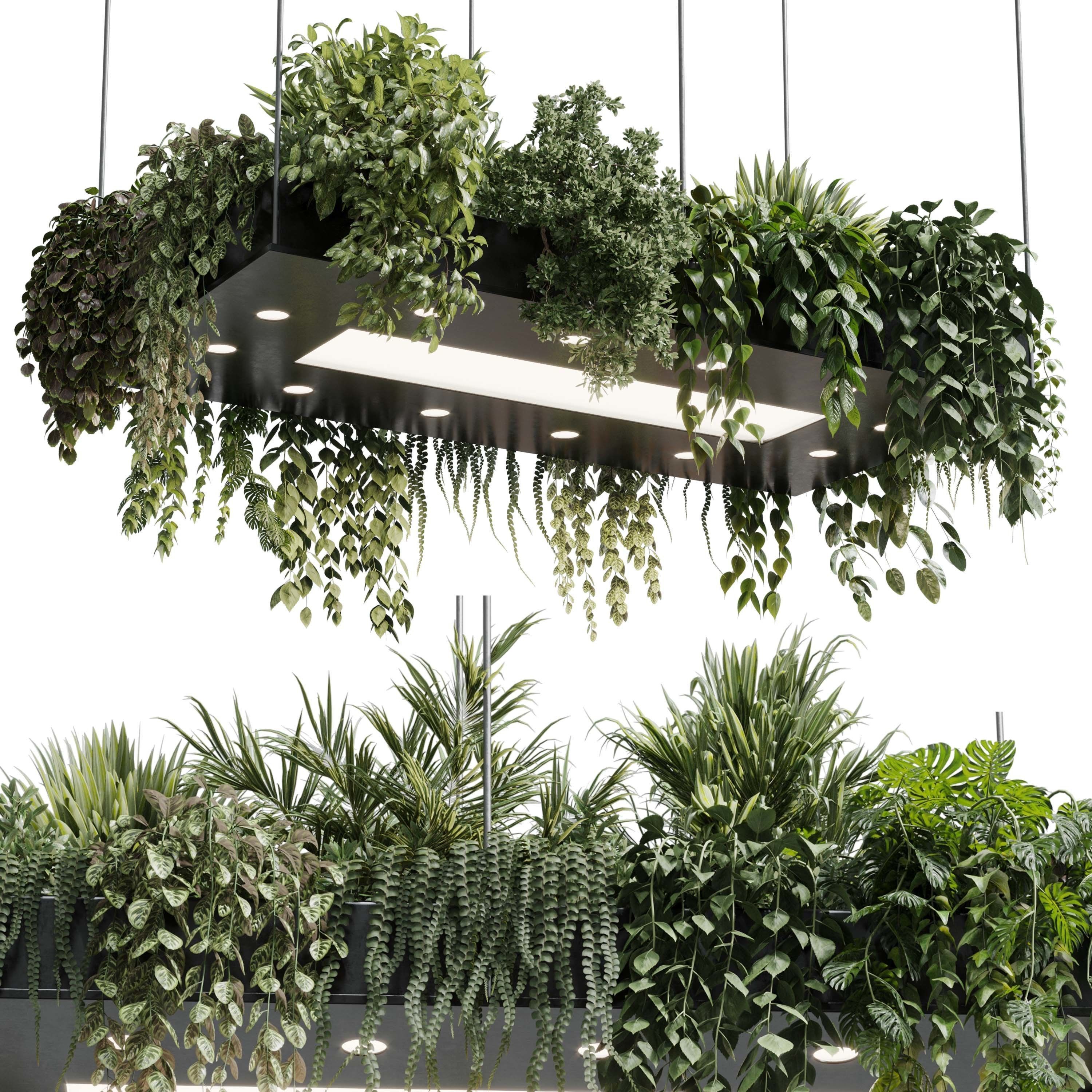 Rectangle pot light pendant - plant light hanging 18 3D model_1