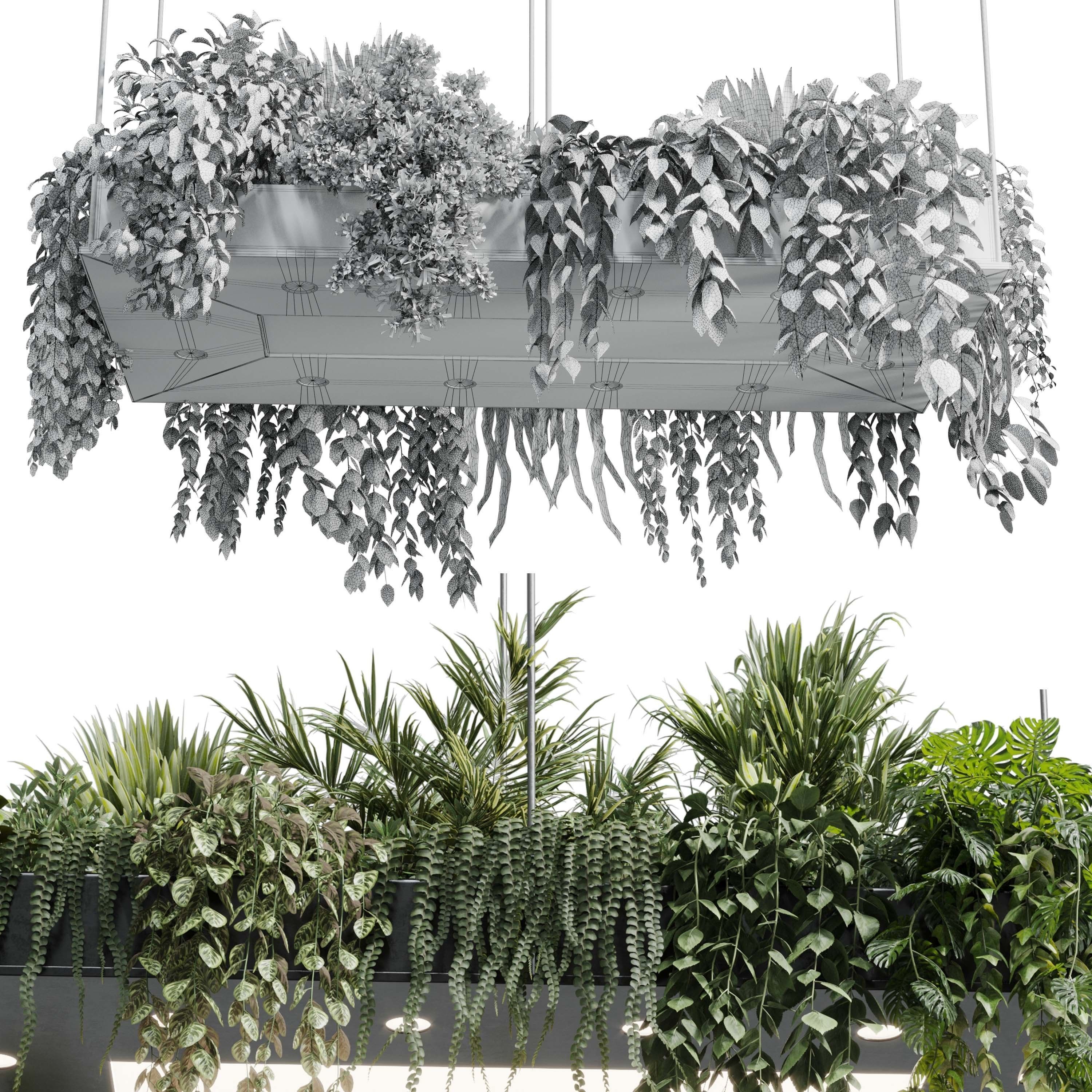Rectangle pot light pendant - plant light hanging 18 3D model_6
