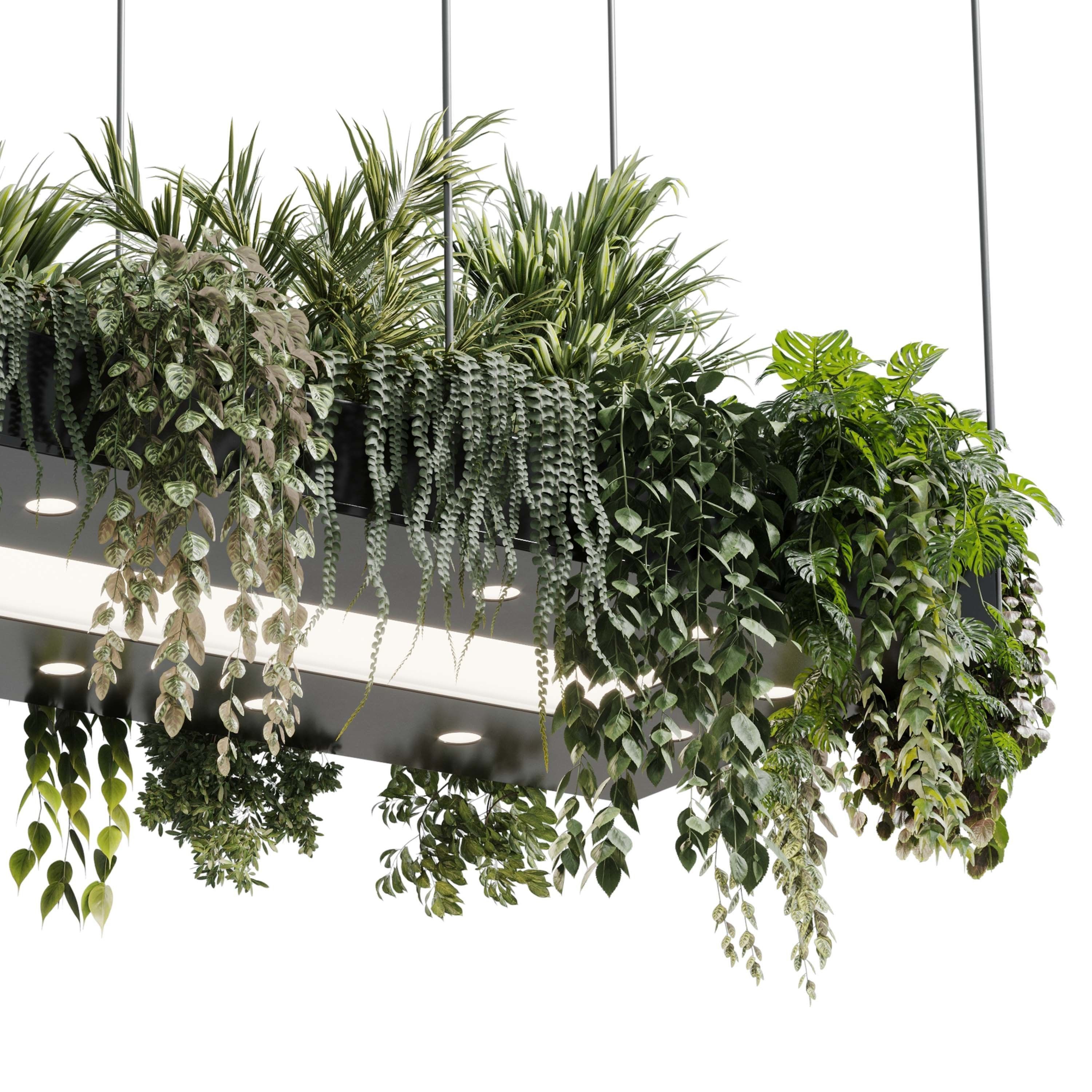 Rectangle pot light pendant - plant light hanging 18 3D model_5