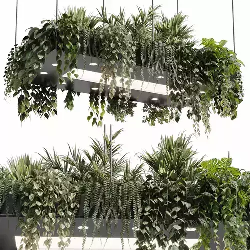 Rectangle pot light pendant - plant light hanging 18