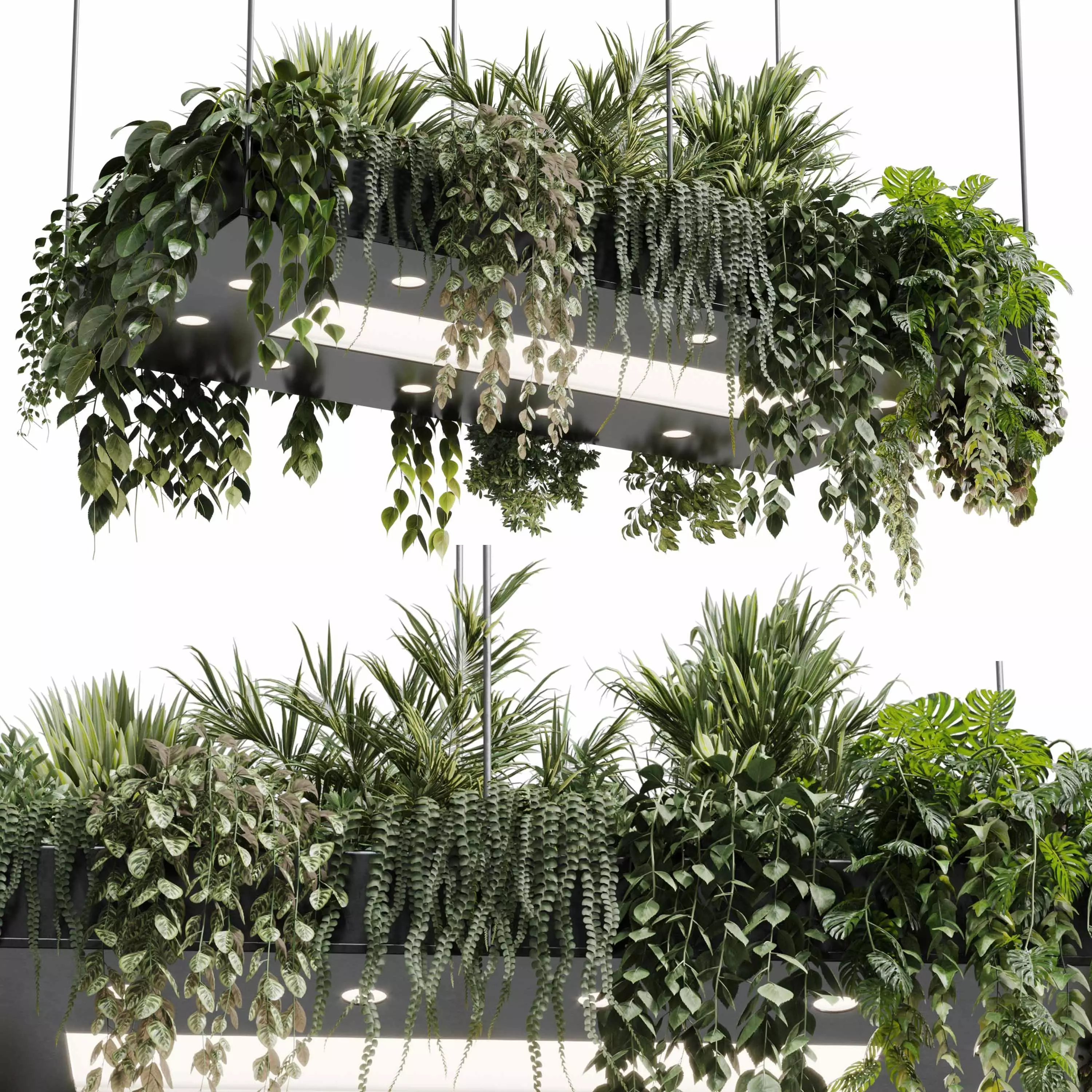 Rectangle pot light pendant - plant light hanging 18 3D model_0