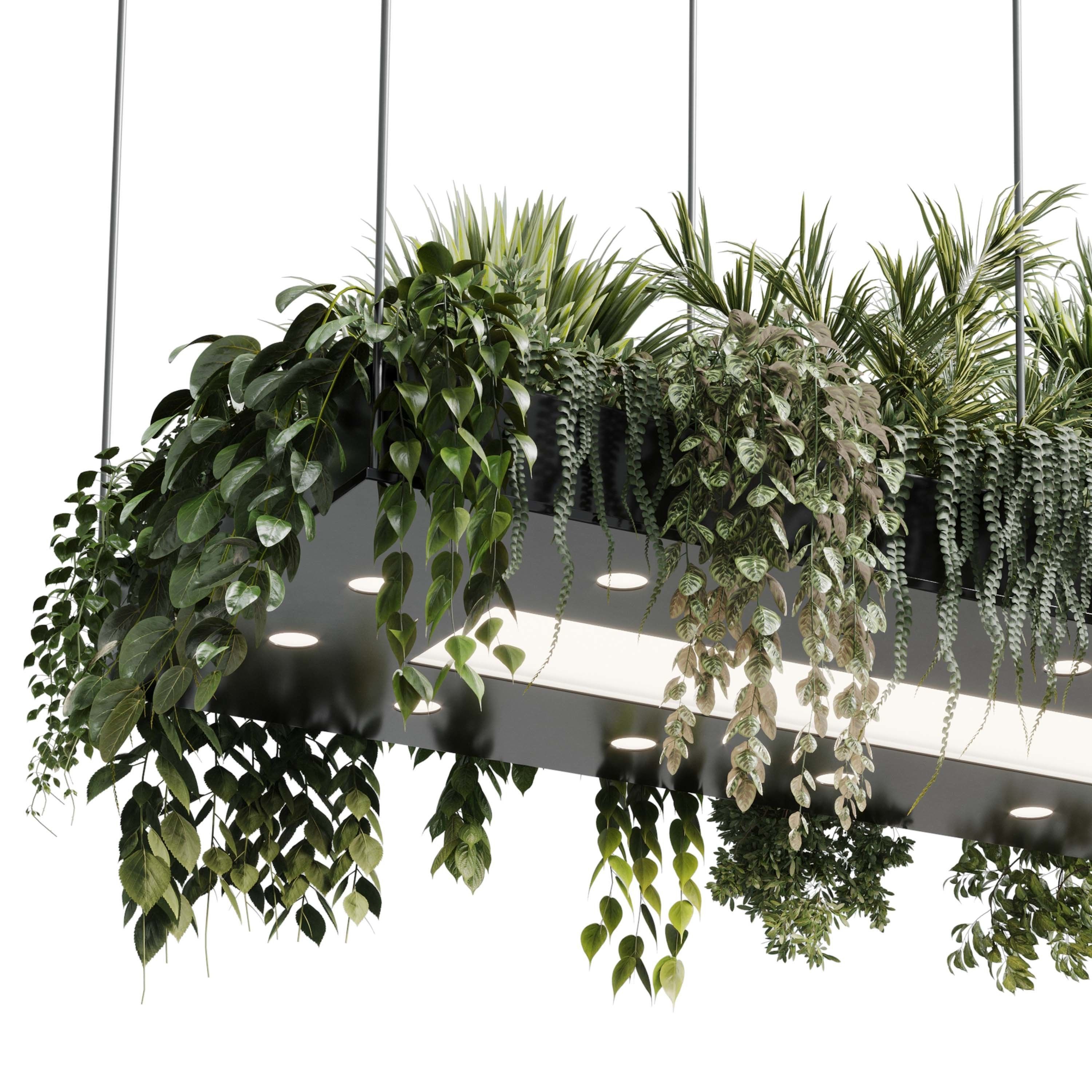Rectangle pot light pendant - plant light hanging 18 3D model_4