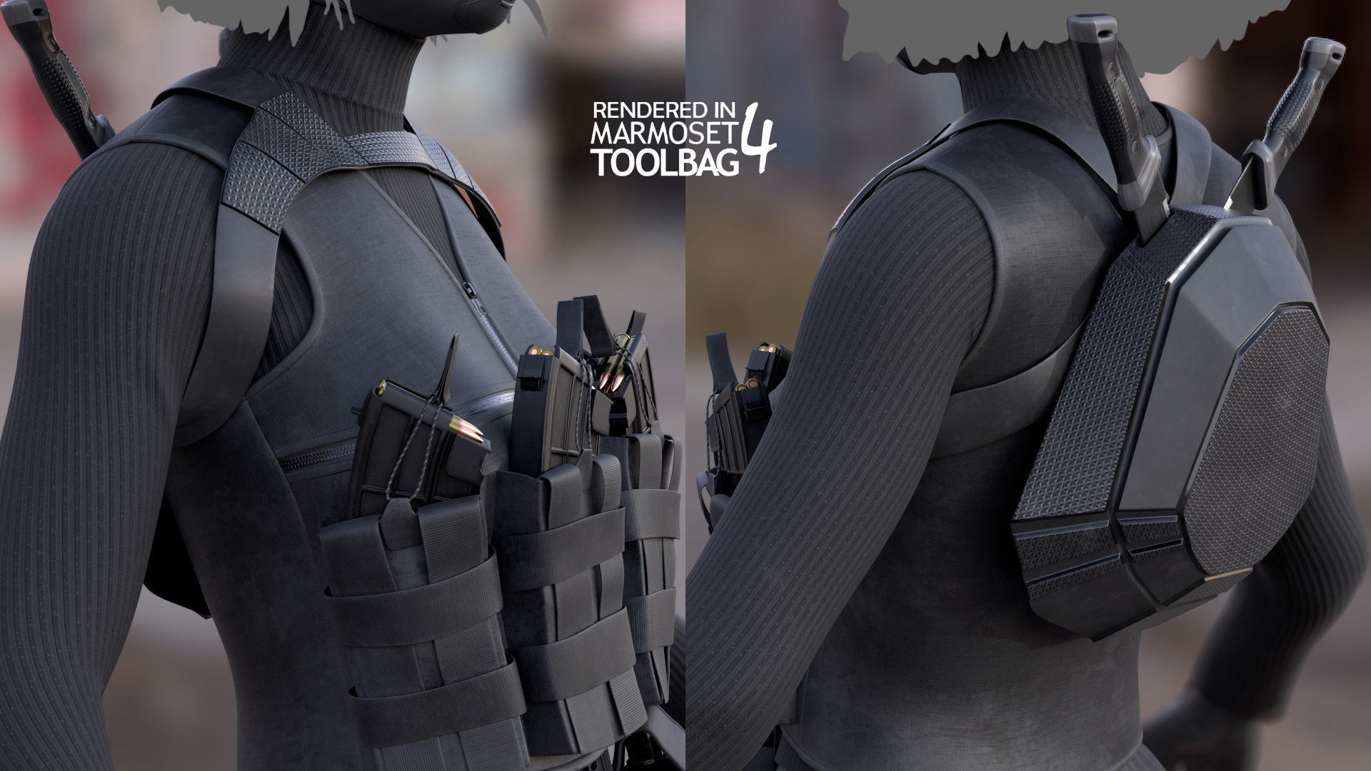 Female Terrorist Outfit Low-poly 3D model_11