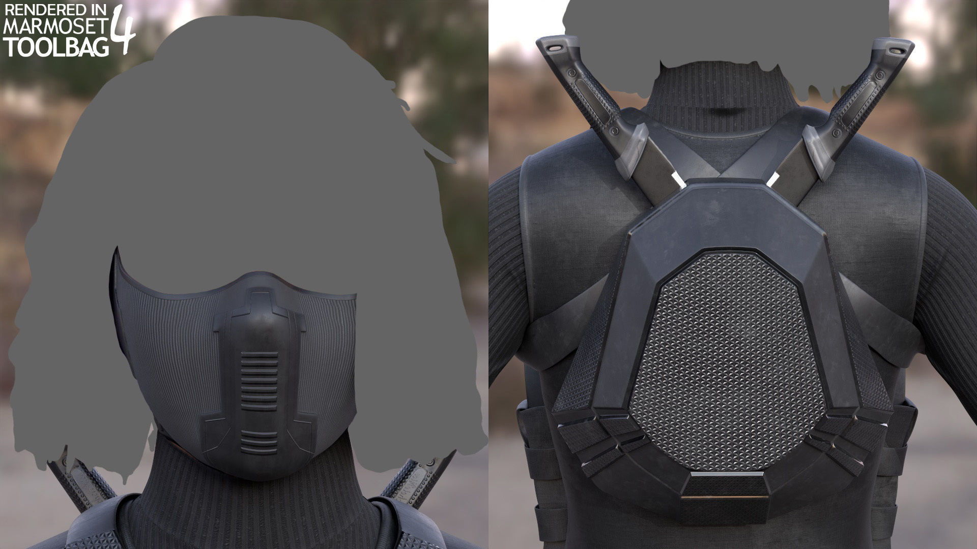 Female Terrorist Outfit Low-poly 3D model_14