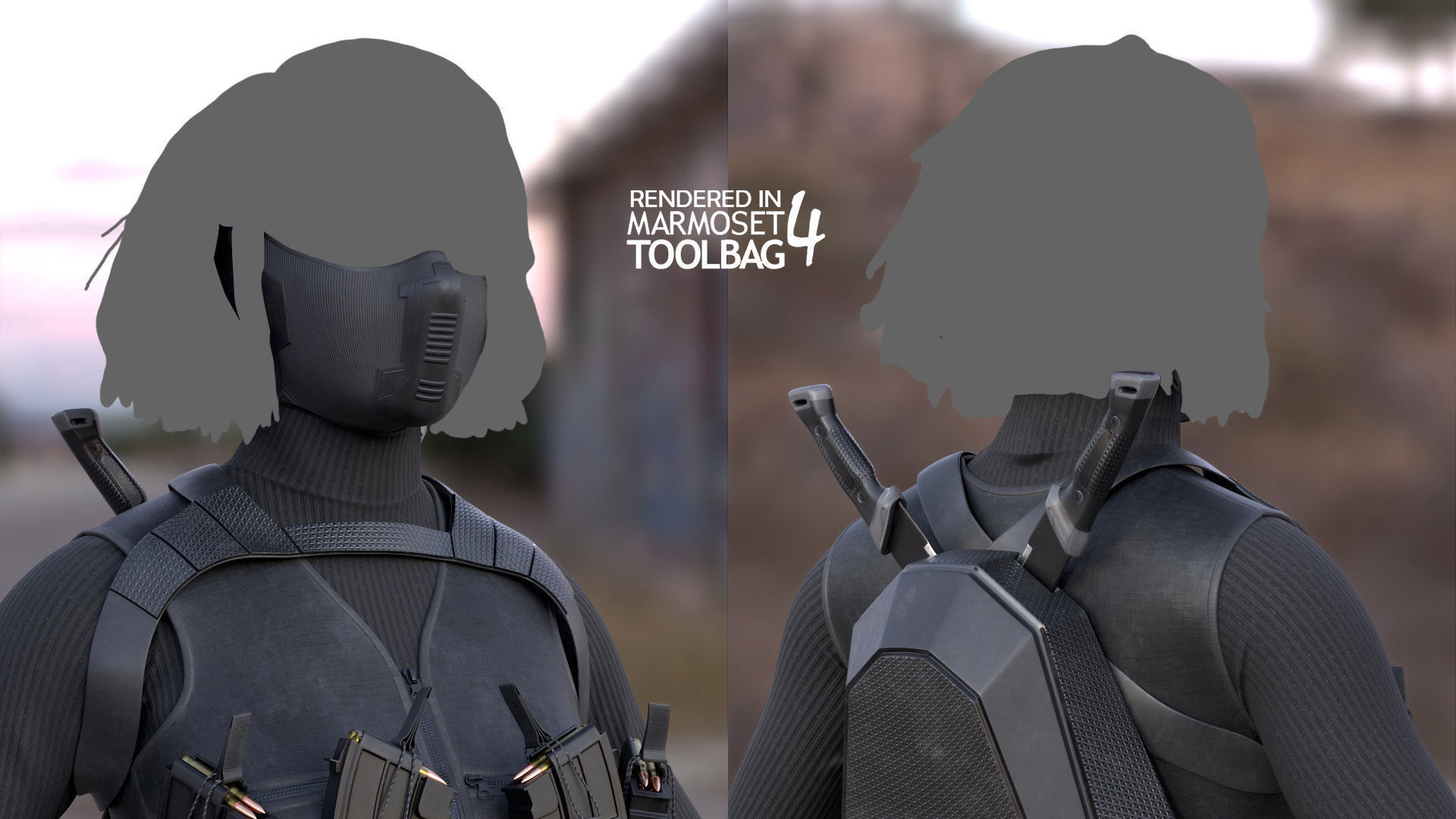 Female Terrorist Outfit Low-poly 3D model_12