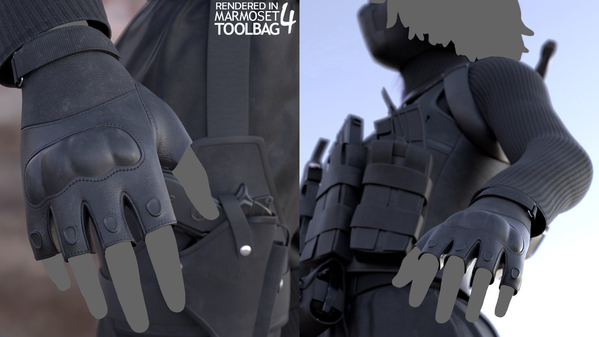 Female Terrorist Outfit Low-poly 3D model_10