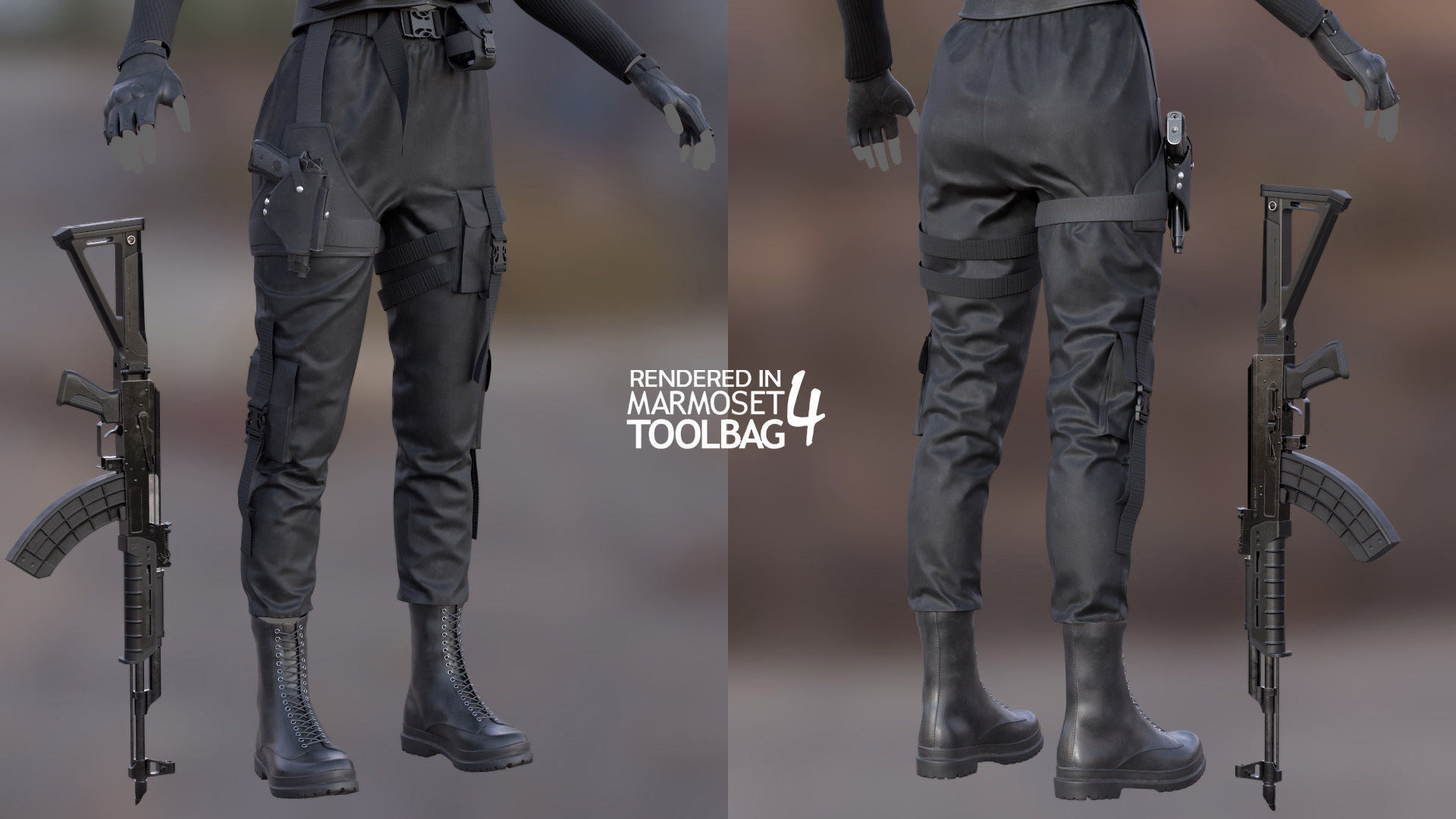 Female Terrorist Outfit Low-poly 3D model_8